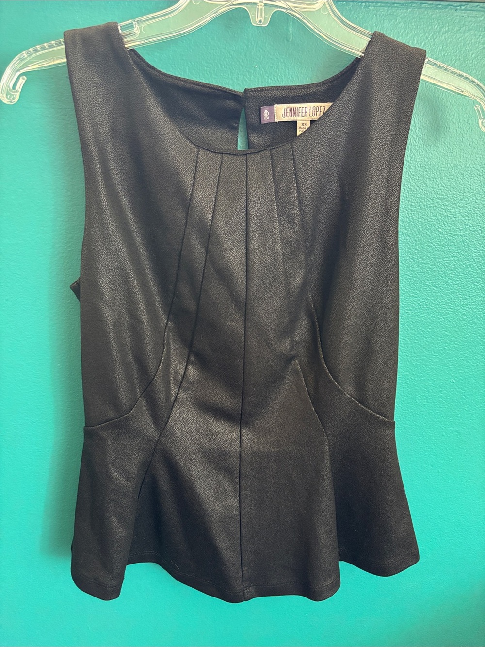 Jennifer Lopez Black Sleeveless Peplum Camisole Top